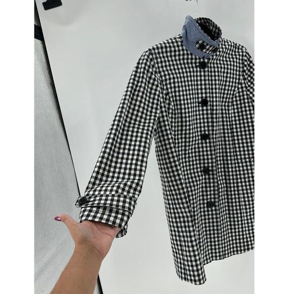 Talbots CLASSIC GINGHAM MAC black white water resistant preppy coastal grandma - Picture 8 of 10